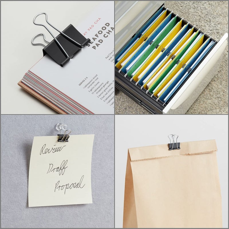 Staples Binder Paper Clips, 1 Inch Capacity, Large, 12-Pack, Black - Image 5